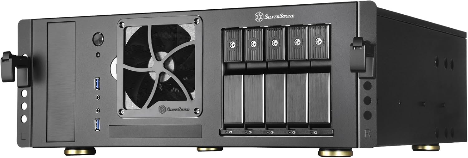 SilverStone Technology SST-CS350B ATX Rack mountable Server Case with 5 SATA/SAS 6 Gbit/s Trays and standard PSU Support