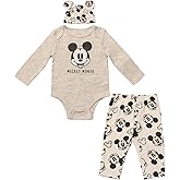 Magic Threadz Disney Clothes Baby Boys Bodysuit, Pants & Hat 3-Piece Outfit – Mickey, Pooh, Stitch, Cars, & Spiderman (0–9M)