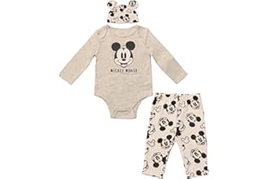 Magic Threadz Disney Clothes Baby Boys Bodysuit, Pants & Hat 3-Piece Outfit – Mickey, Pooh, Stitch, Cars, & Spiderman (0–9M)