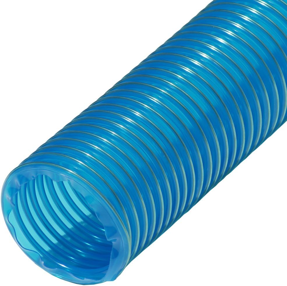 Rubber-Cal 01-203-4-12"PVC Flexduct" General Purpose, 4"ID x 12' Fully Stretched, Blue
