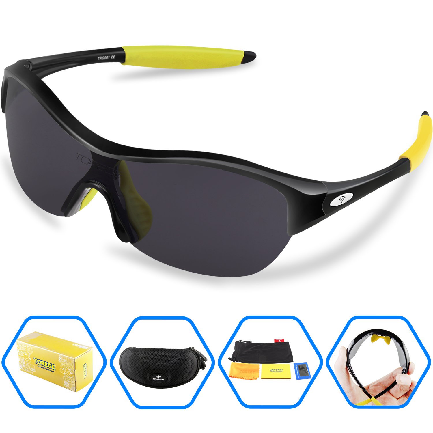 Torege Tr90 Flexible Kids Sports Sunglasses Polarized Glasses for