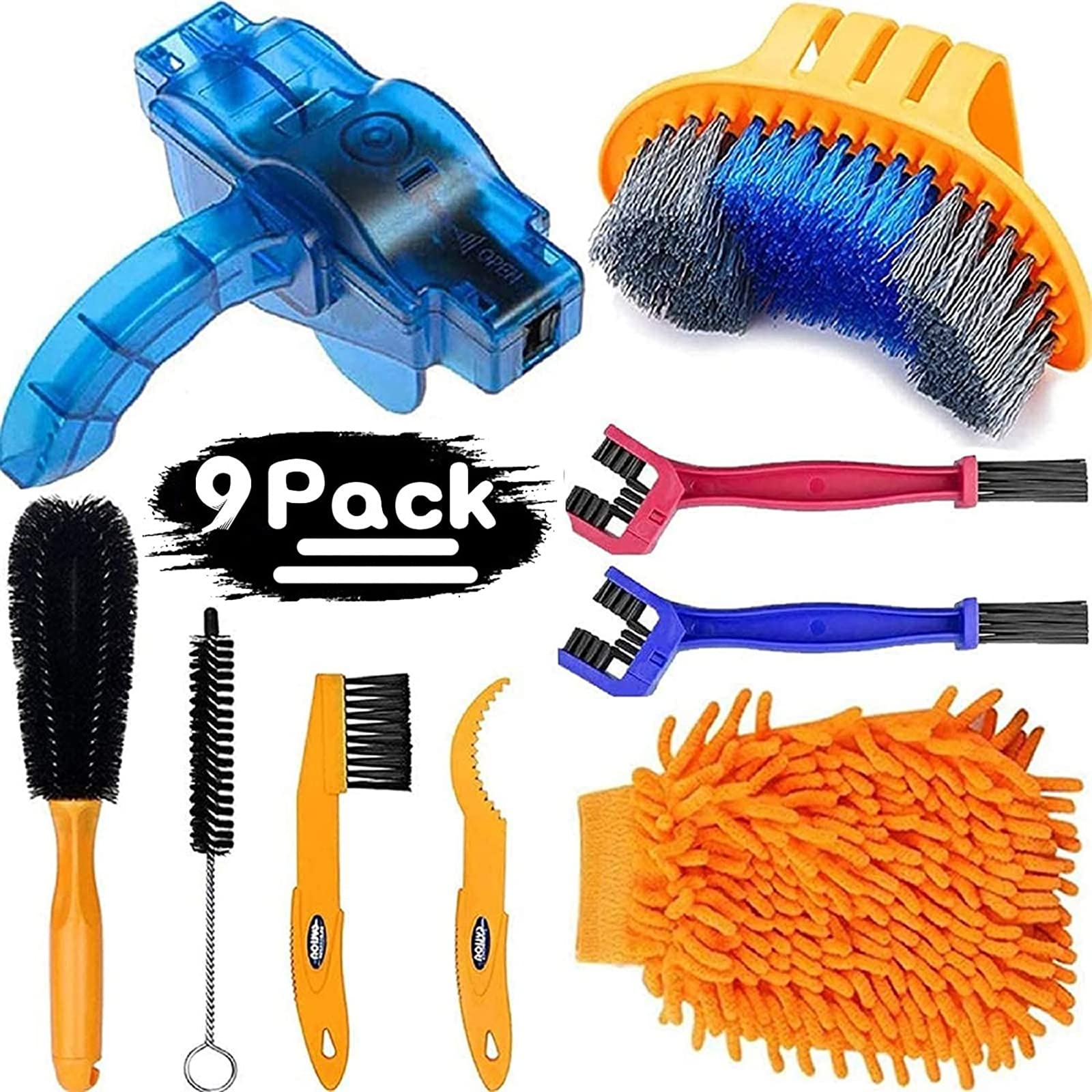 Photo 1 of focopot Bike Cleaning Kit (9pcs), Including Chain Cleaner for Cycling,Bicycle Clean Brush Tools for Mountain/MT/Road/BMX Bike