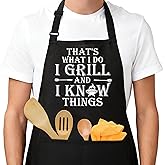 heiyihe Funny Aprons for Woman Men, Cotton Aprons with Pockets for Grilling, Perfect for Cooking, Gardening, Bartending