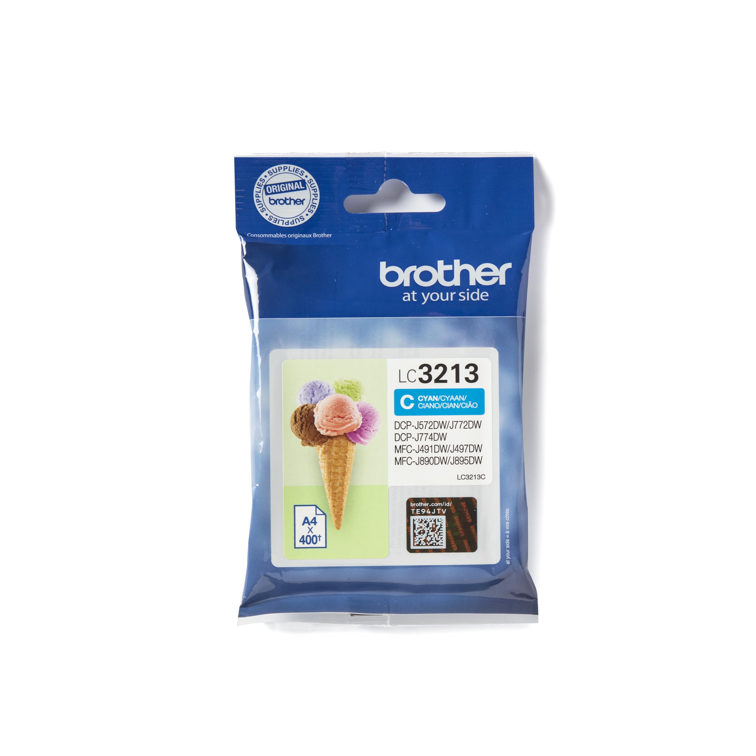 Brother LC-3213C Inkjet Cartridge, Cyan, Single Pack, High Yield, Includes 1 x Inkjet Cartridge, Genuine Supplies