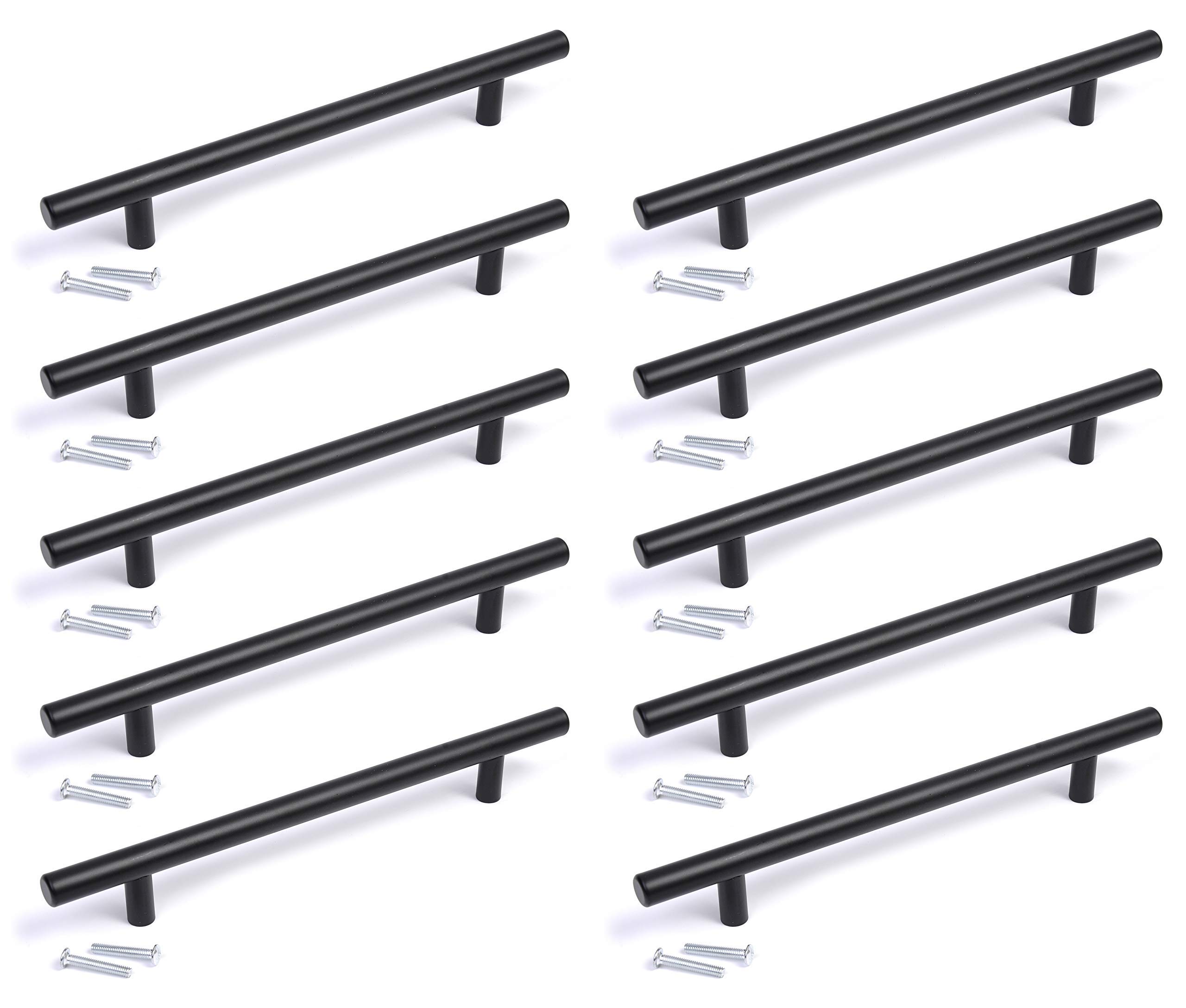 BSM Marketing T bar Handle knob Black Finish Kitchen Bedroom Bathroom (10, 64mm Hole Centres)