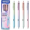 WRITECH Gel Pens Fine Point: 0.5mm Black Ink Retractable 4ct Smooth Writing No Bleed with Aesthetic Gradient Color Pen Barrel for Journaling Note Taking Sketching