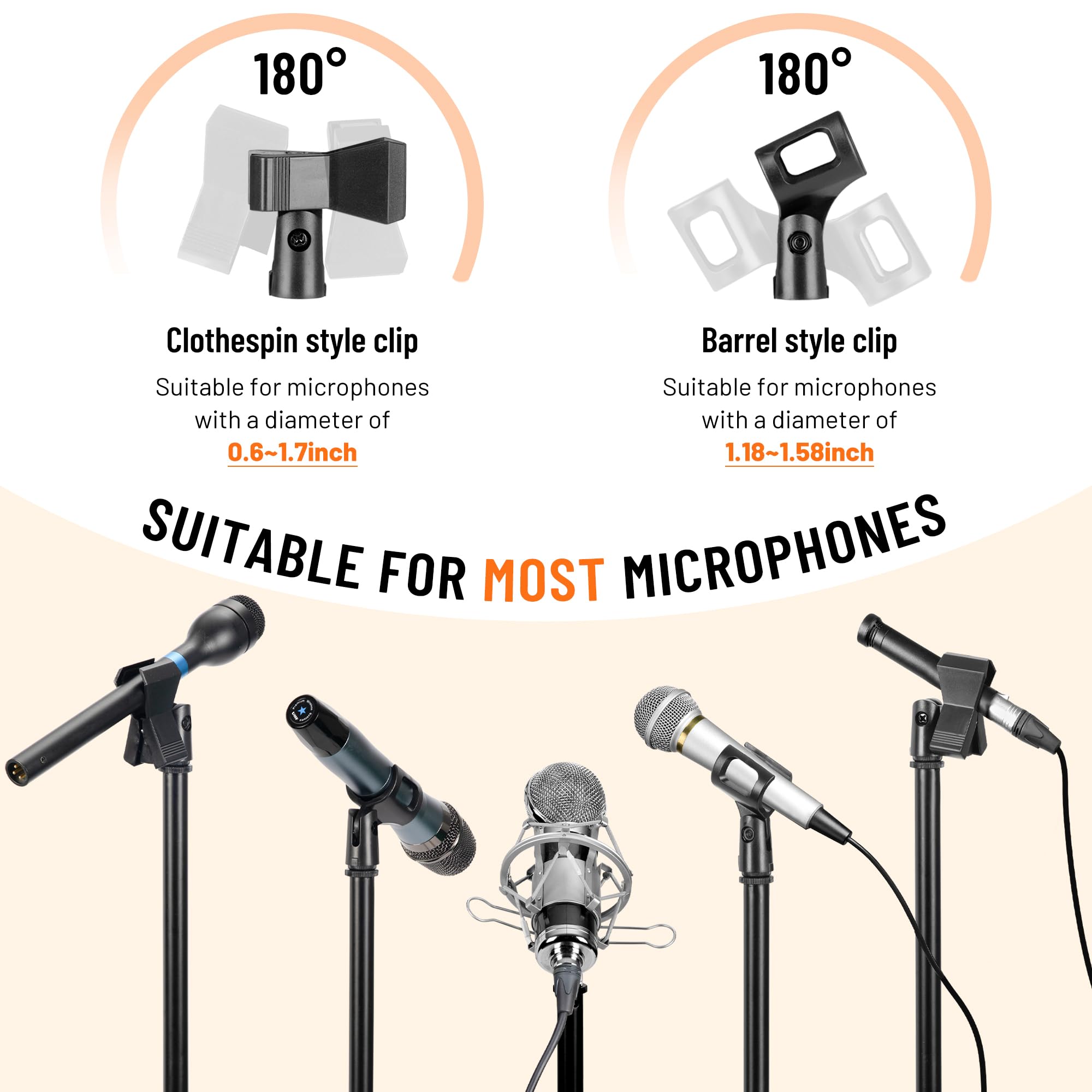 CAHAYA Tripod Microphone Stand Boom Arm Floor Mic Stand with Carrying Bag and 2 Mic Clips for Singing Performance Wedding Stage and Mic Mount CY0239