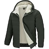 33,000ft Men's Hooded Winter Puffer Jacket Sherpa Fleece Lined Lightweight Warm Quilted Insulated Puffy Coat