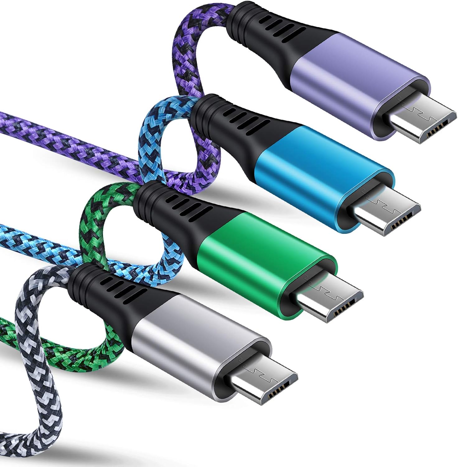 Android Charger Cable, [4Pack/6Ft] Micro USB Cables Fast Charging Cord, High Speed Nylon Braided Cord Compatible with Samsung Galaxy J3 J7 S6 S7 Edge Note 5, Kindle,HTC,LG G3 G4, Xbox One, PS4