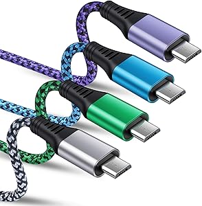 Android Charger Cable, [4Pack/6Ft] Micro USB Cables Fast Charging Cord, High Speed Nylon Braided Cord Compatible with Samsung Galaxy J3 J7 S6 S7 Edge Note 5, Kindle,HTC,LG G3 G4, Xbox One, PS4