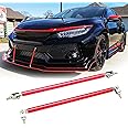 DREAMOTOR 2PCS 8"-11" Adjustable Front Bumper Lip Splitter Diffuser Strut Rod Universal Bumper Lip Support Rods Compatible with Most Car Vehicles (Red)