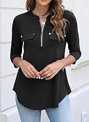 Halife 3/4 Sleeve Tops for Women Lightweight V Neck