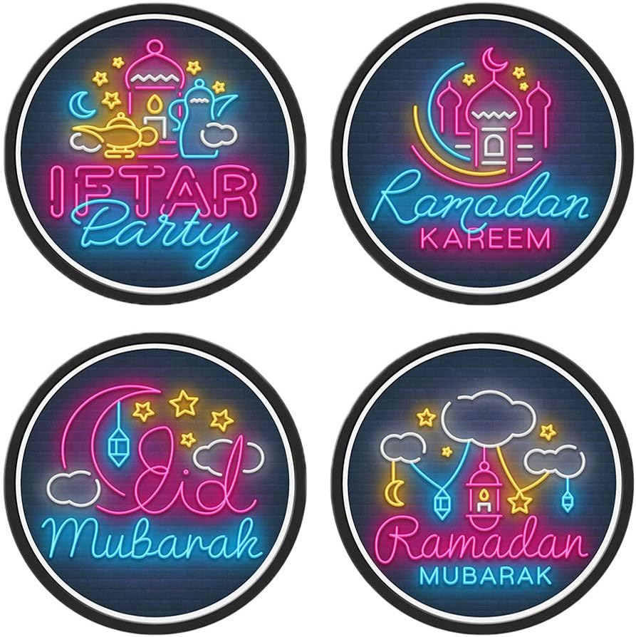 RYGHEWE 4pcs Decorative Painting Home Decoration Muslim Ramadan Ramadhan Kareem Islam Waterproof Wall Sticker C