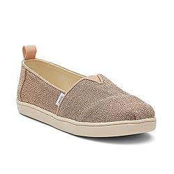 TOMS Girls Alpargata Loafer Flat, Gold Sparkle