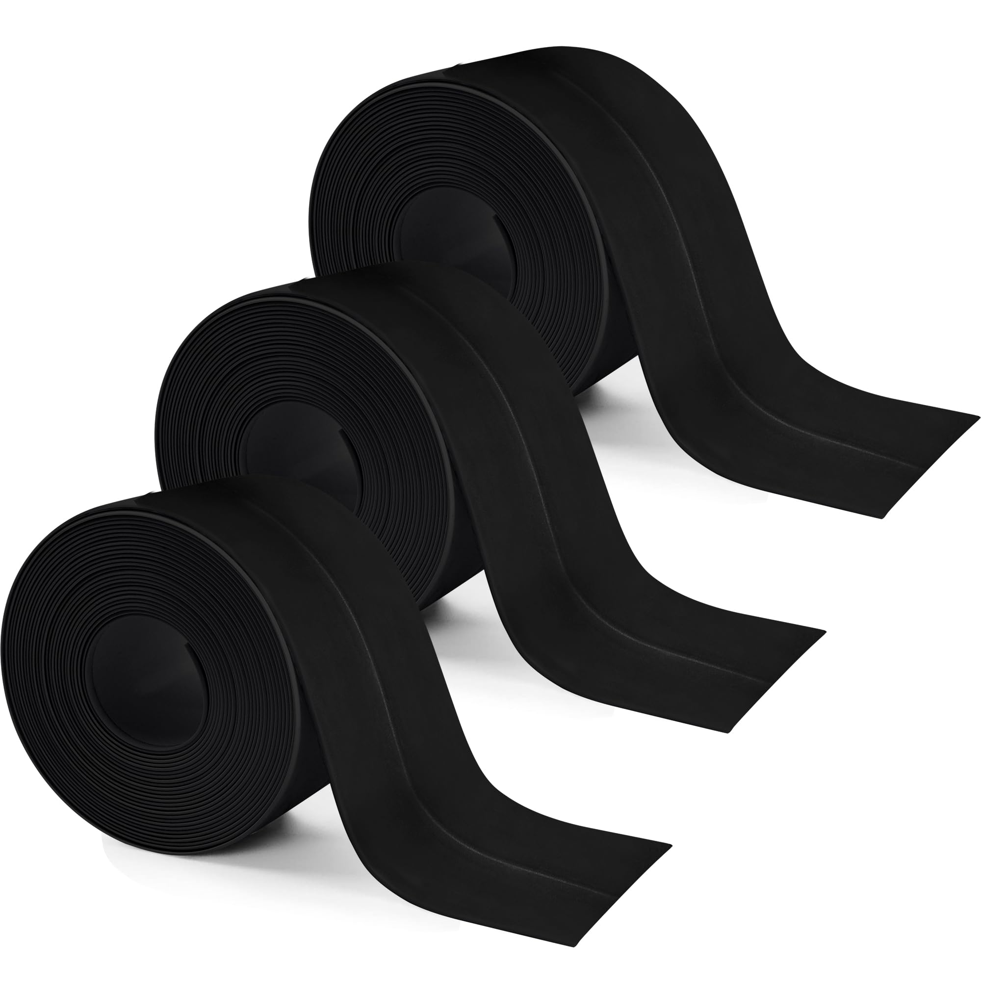 Photo 1 of 3 Rolls 10.5 Feet Caulk Tape Toilet Caulking Strip Self Adhesive Bathroom Sealing Peel and Stick Caulk Strip for Bathtub, 1.5 Inches (Black)