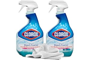 Daley Mint Towel + 2 Disinfecting Bathroom Bleach Foamer, 30oz | Powerful Bath Cleaner Spray - Stain Remover Cleans Shower, Tub, Tile, Toilet