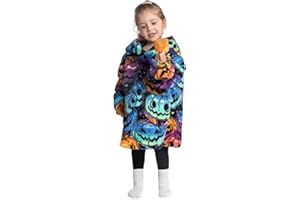 Pterygoid Wearable Blanket Hoodie for Kids,Toddler Oversized FLeece Hooded Sweatshirt with Pocket for Children Girls Boys