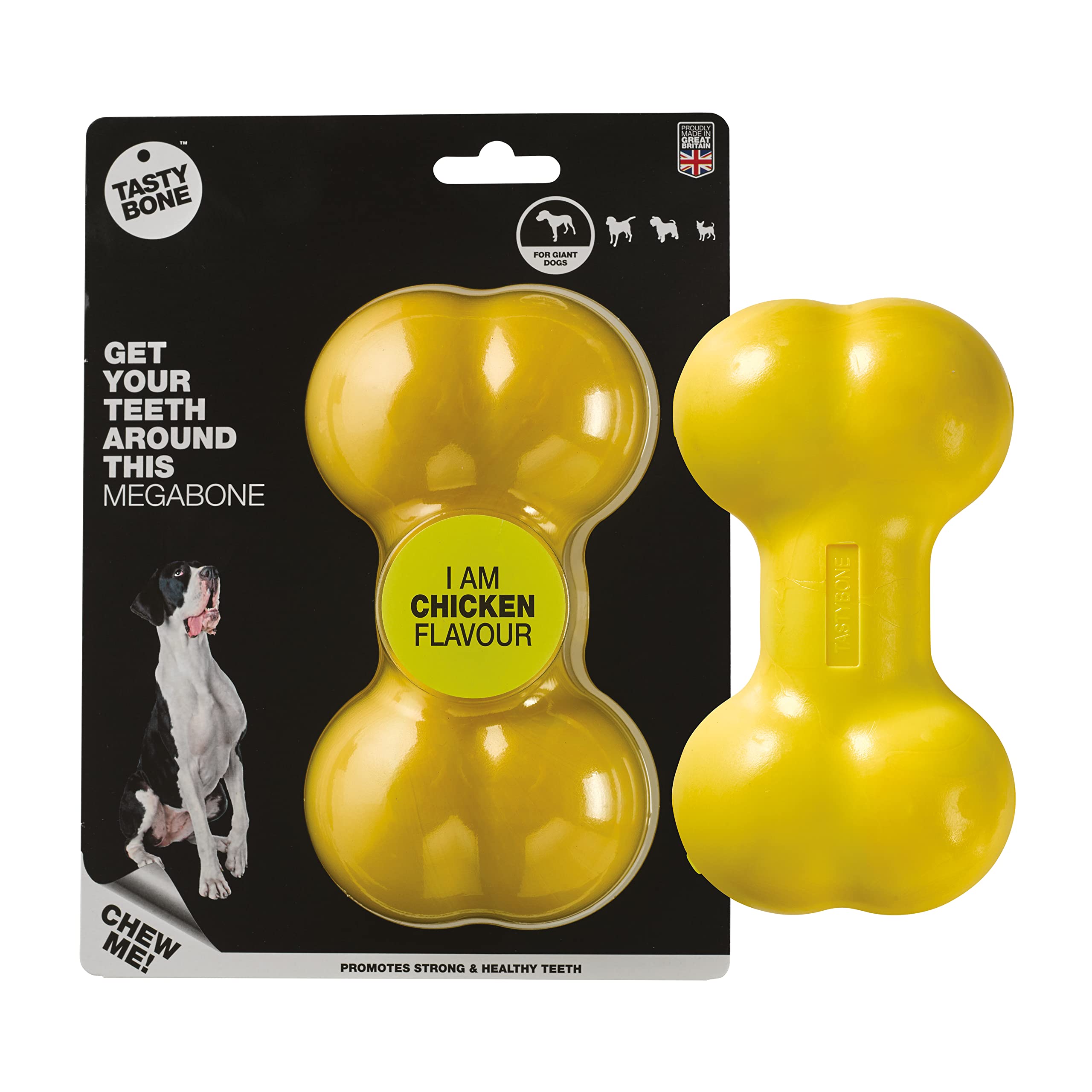 TastyBone Nylon Dog Chew Toy for Extra Large Dogs (Chicken) - Indestructible for Aggressive Chewers, Everlasting Flavour, Strong Healthy Teeth, Made in the UK