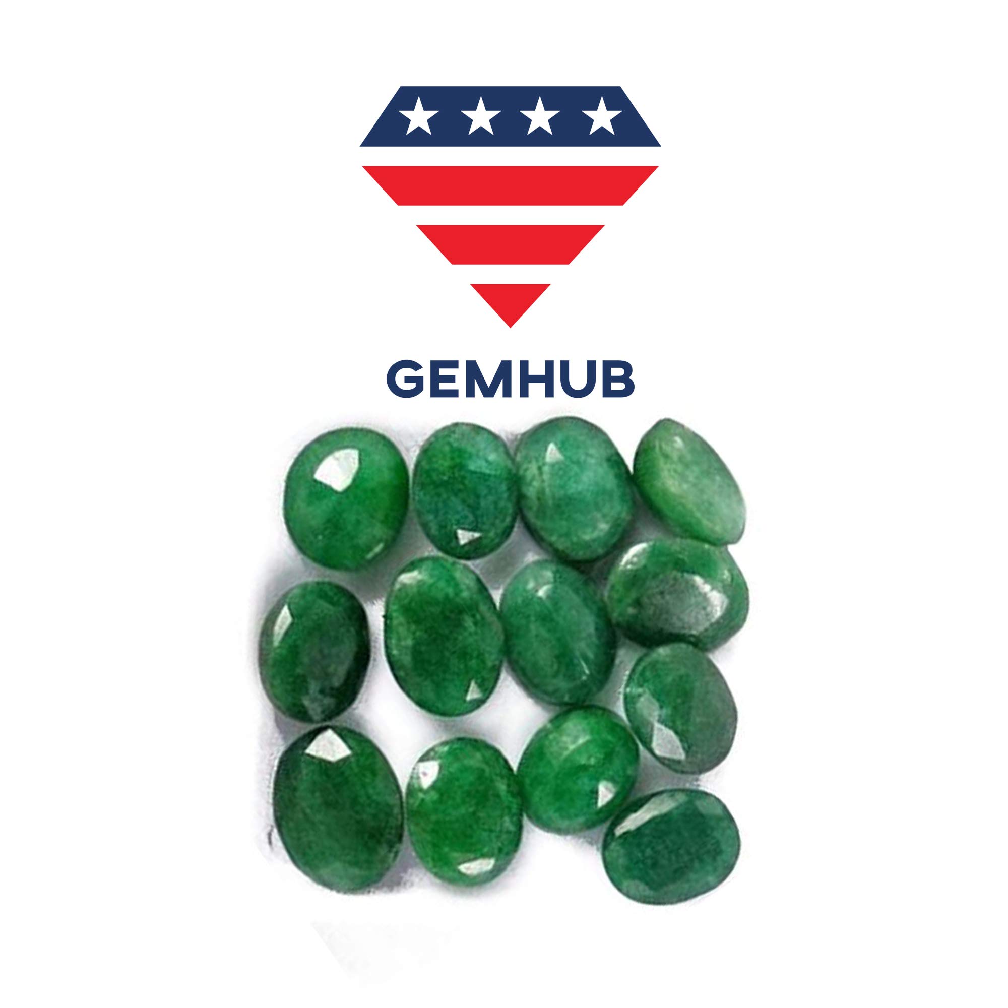GEMHUB Loose Gemstones Colombian Emerald Approx 60.00 Carat - 7 Pcs Natural Oval Cut Green Emerald Loose Gems