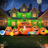 8FT Halloween Inflatable Decorations Outdoor, Halloween Decoration Outdoor Inflatable Pumpkin Combo with LED Blow Up Inflatables for Holiday Garden Yard Lawn Décor