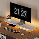 Monitor Stand Riser,31.5-Inch LED Light Wood Computer Monitor Stand with Adjustable Acrylic Legs,Desk Accessories Desktop Org