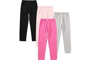 JARMAKO Toddler Girls' Soft Cotton Pants, 4-Pack Leggings, 2-6 Years
