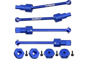 Hobbypark Metal Aluminum Driveshaft Assembly (Front & Rear) & Hex Wheel Hubs, for Traxxas 1/18 LaTrax Teton Upgrades fit Desert Prerunner, Replace Parts 7650 7669 (8-Pack) (Navy Blue)