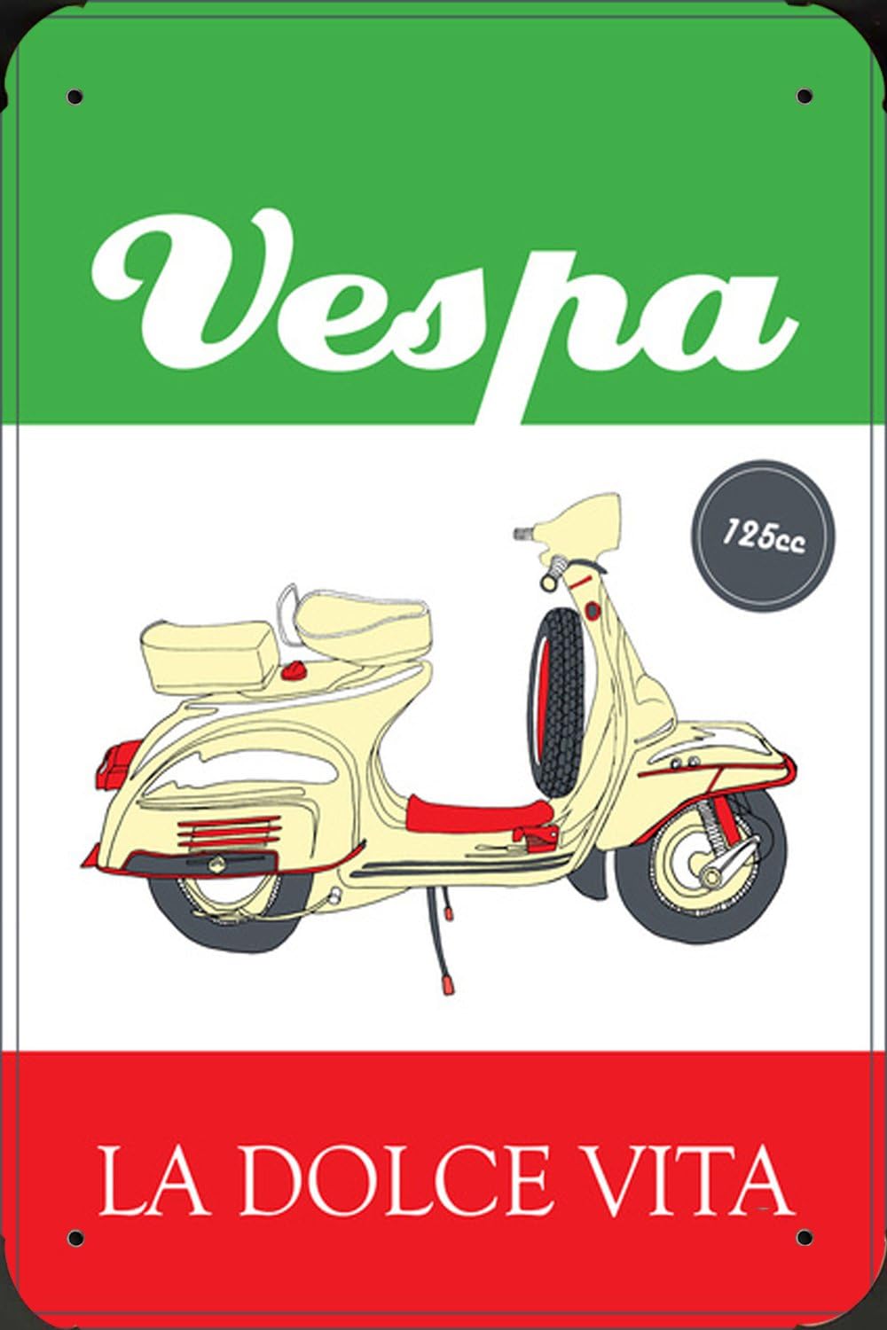 Vespa Scooter La Dolce Vita 125cc Metal Poster Hojalata Entrar 20x30cm