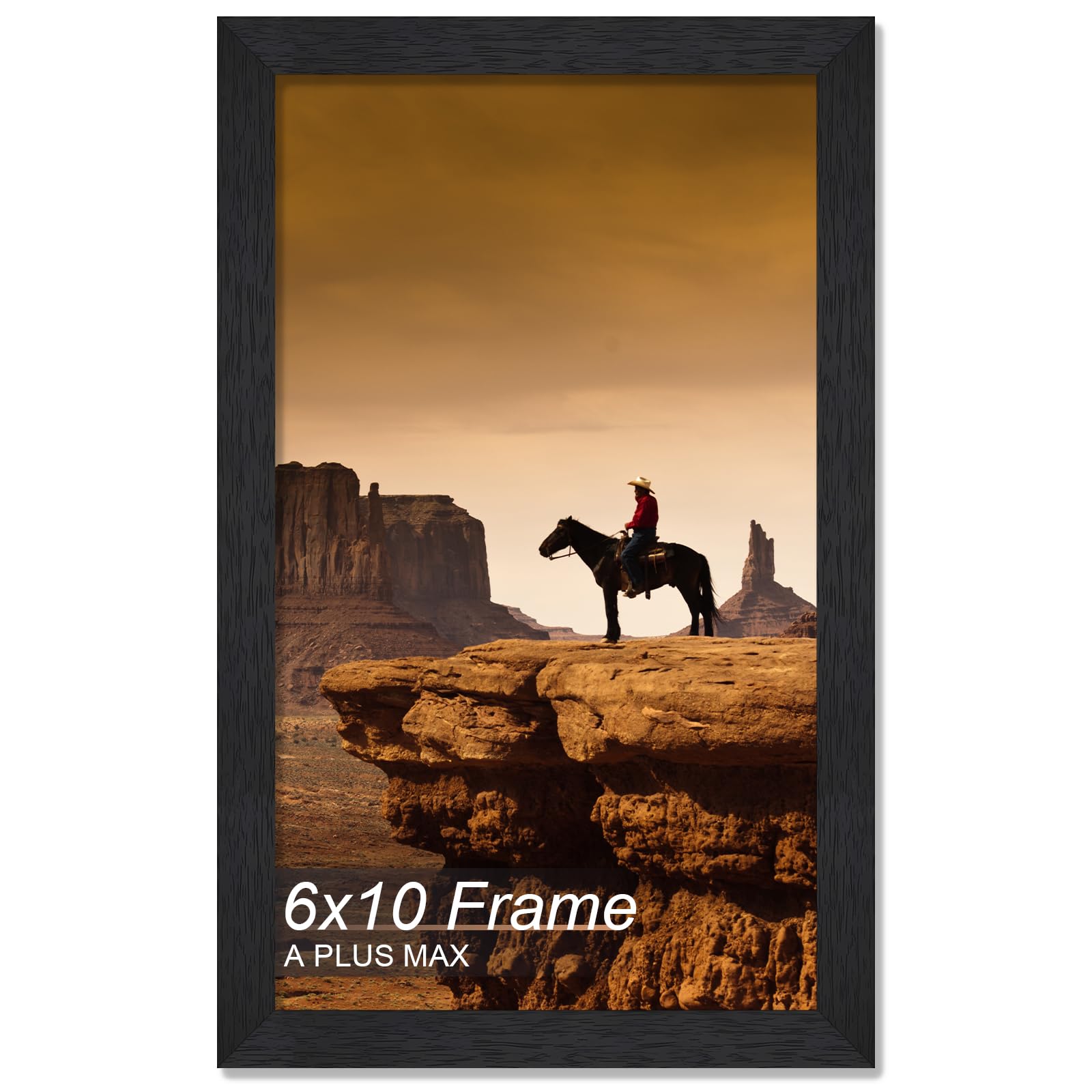 A PLUS MAX 6x10 Picture Frame, Black Engineered