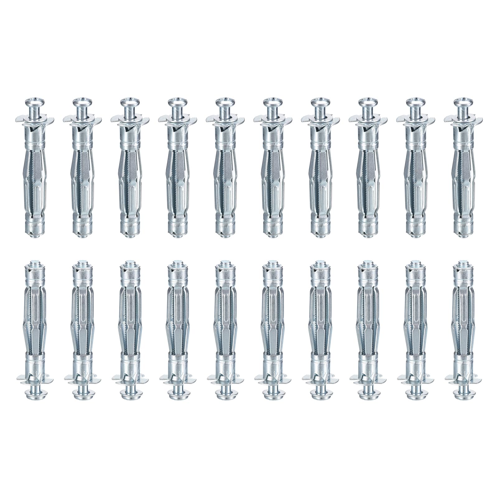 DTGN M5x52mm Hollow Wall Anchors - 50 Pack - Good for Hollow Wall Plaster Walls - Carbon Steel Hollow Drywall Anchors Screws, Silver