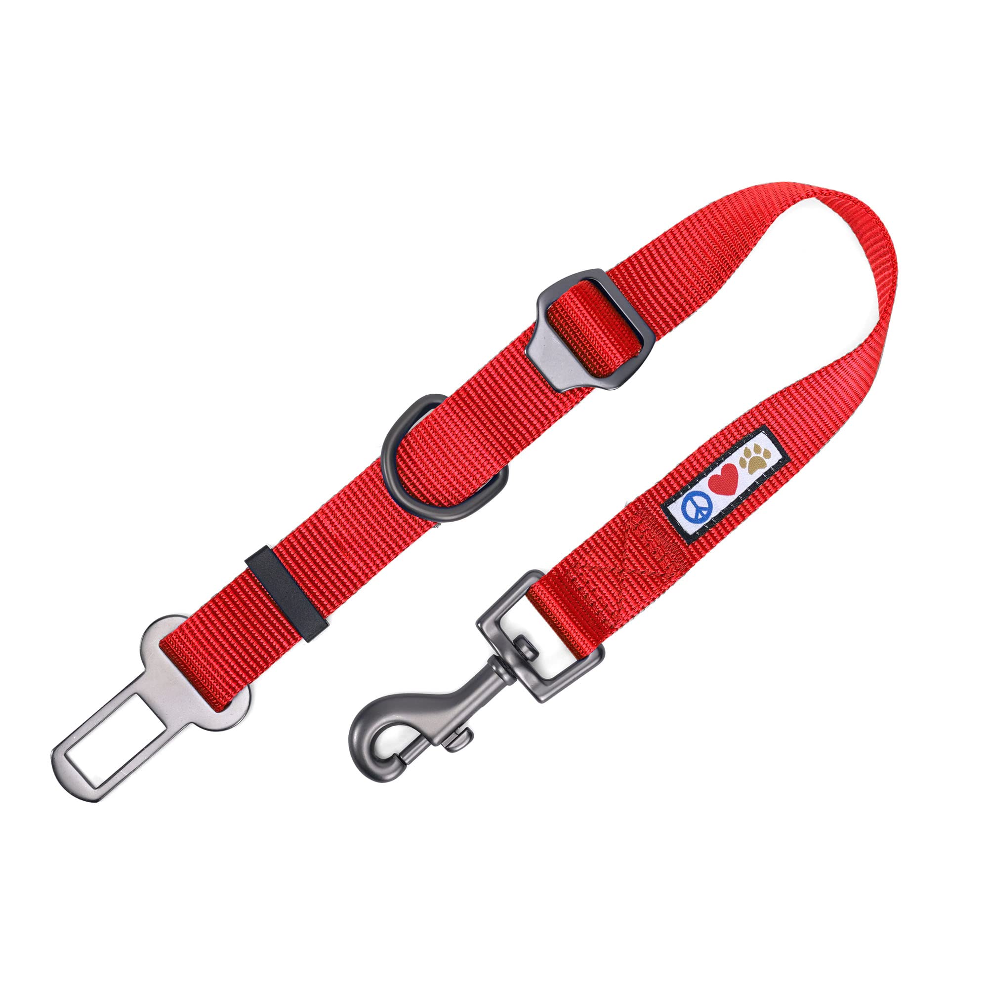 Pawtitas Dog Car Seat Belt | Pet Safety Seat Belt with Adjustable Lead for Small, Medium and Large Dogs | Keep Your Dog Secure in The Car | Dog Seat Belt with Extendable Lead - Red