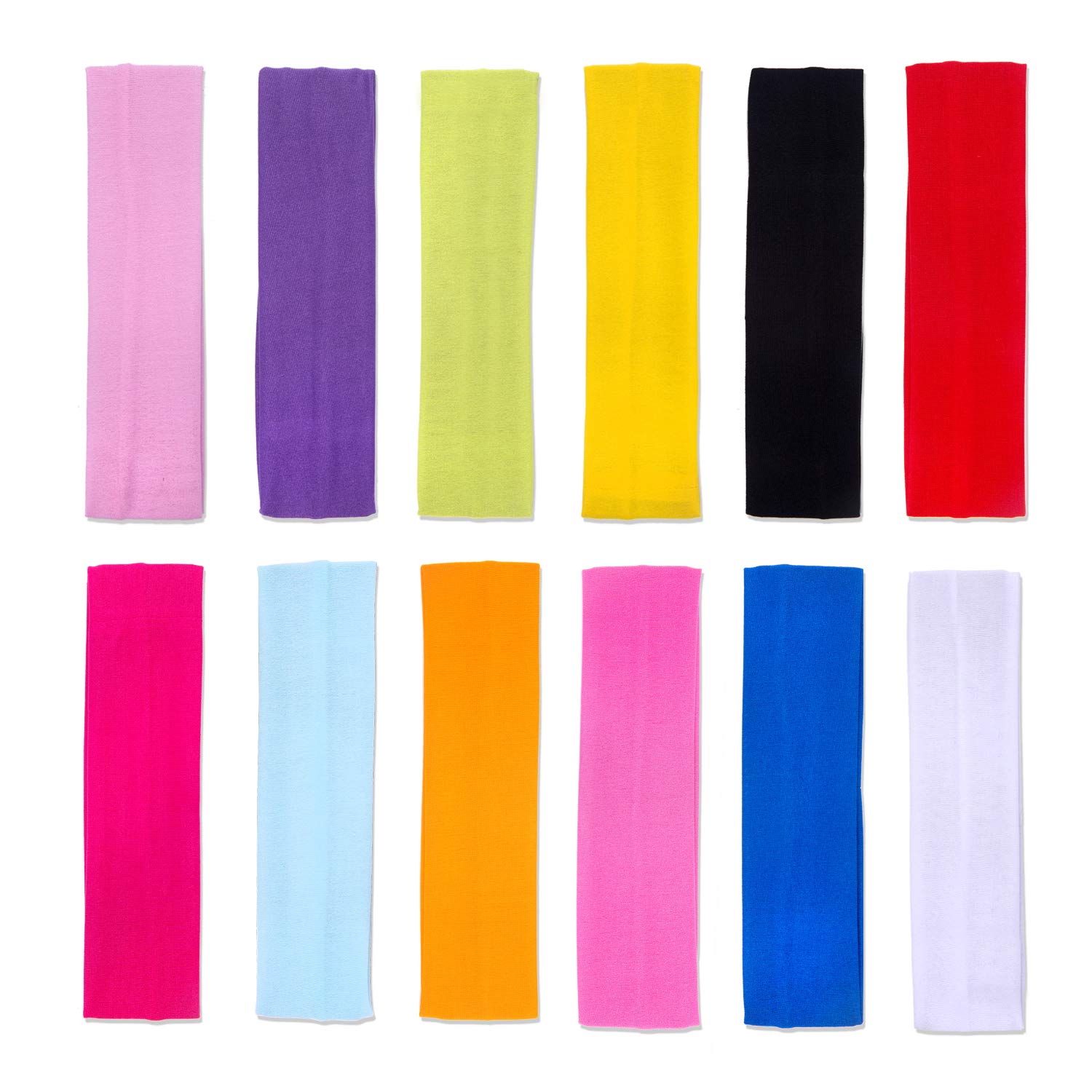 FINGOOO 12 pieces Yoga Stretch Headbands Elastic Cotton Sweatband for Women