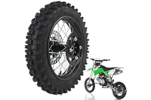 Denash 12 Inch Rear Rim Wheel 80/100-12 3.00-12 Tire Assembly for Apollo SSR XR CRF Dirt Pit Bike, 15mm Axle with Brake Rotor