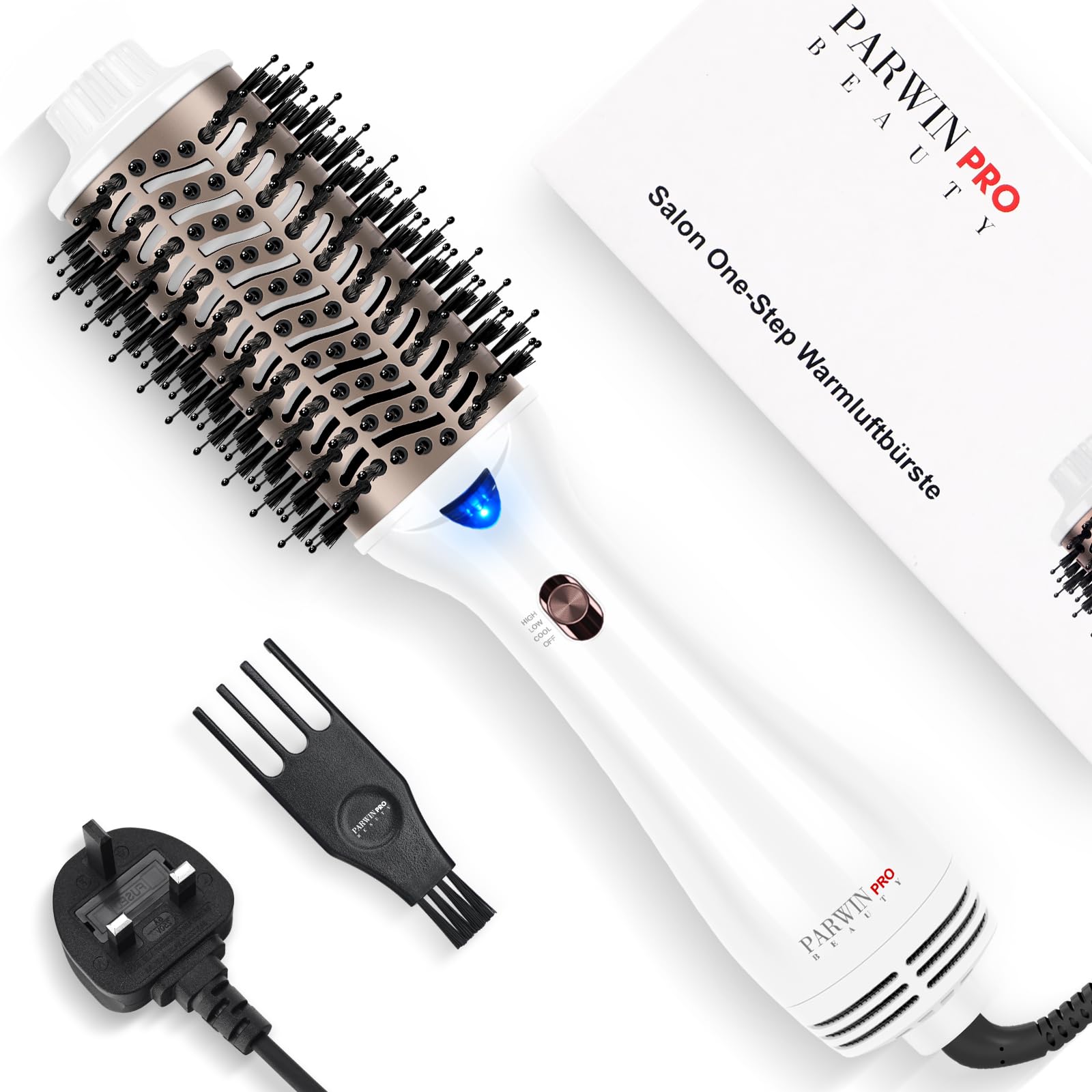 One-Step Hair Dryer Brush, 4-in-1 Hot Air Styler with Ionic & Ceramic Technology, Professional Blow Dry Brush for Drying, Volumizing & Straightening (Mid to Long Hair), White