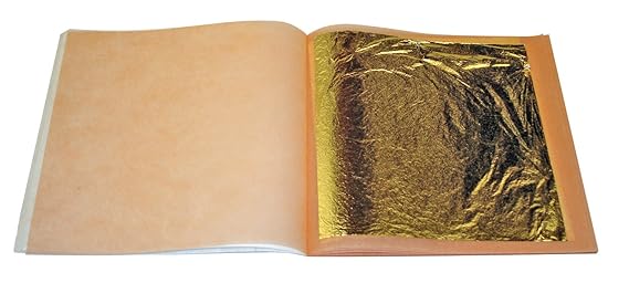 Notizbuch von 25 große Goldfolie (24 Karat) Lebensmittelqualität 80 mm x 80 mm 100% Essbar Versand seit Frankreich