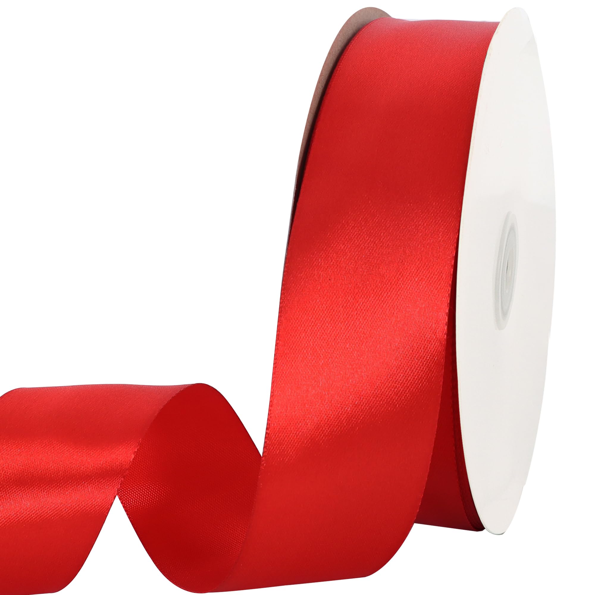 TONIFUL 1-1/2 Inch (40mm) x 100 Yards Red Wide Satin Ribbon Solid Fabric Ribbon for Gift Wrapping Chair Sash Valentine's Day Wedding Birthday Party Decoration Hair Floral Craft Sewing
