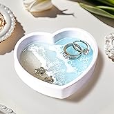 Handmade Resin Ring Dish, Heart Shaped Ocean Trinket Dish with Sea Turtle and Beach Design, Coastal Decor Jewelry Holder for Rings Earrings, Engagement Gifts for Couples & Birthday Gifts for Women