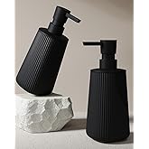 Uaniar 2Pcs Hand Soap Dispenser Bathroom, Small Dish Soap Dispenser for Kitchen, Black Bathroom Dispenser Set with Pump, Modern Soap and Lotion Dispenser Set of 2, Matte Black
