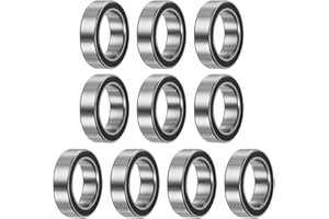uxcell 6700-2RS Deep Groove Ball Bearing,10pcs 10 x 15 x 4mm Z2 Double Rubber Sealed Chrome Steel Bearings,Black