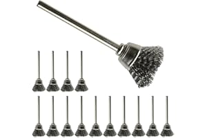 ZZHXSM 15pcs Cup Shape 15mm Stainless Steel Wire Brush Rust Removing and Polishing Brush for Dremel Rotary Tools Accessories