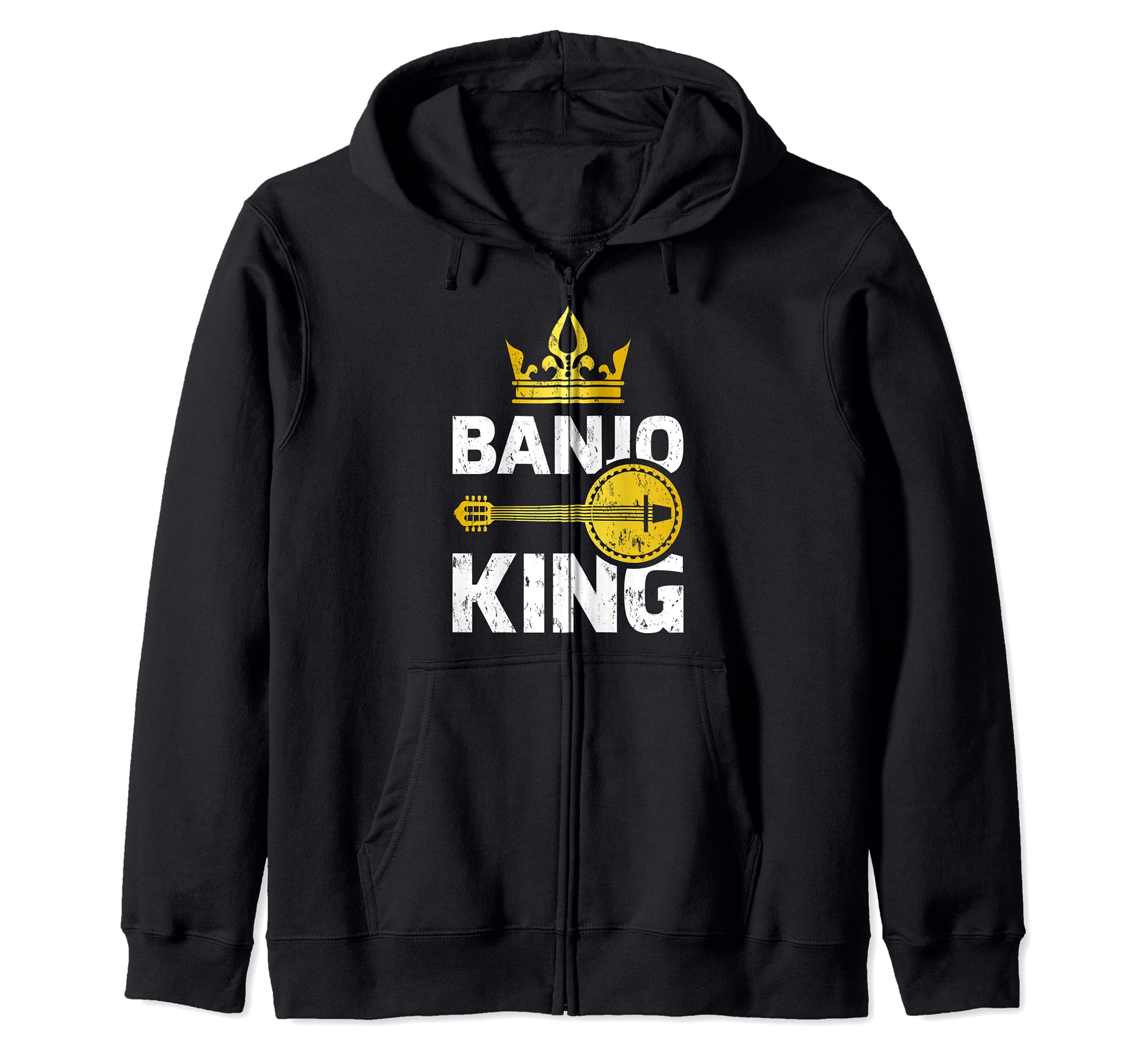 Funny Banjo Music Lover Banjo King Zip Hoodie