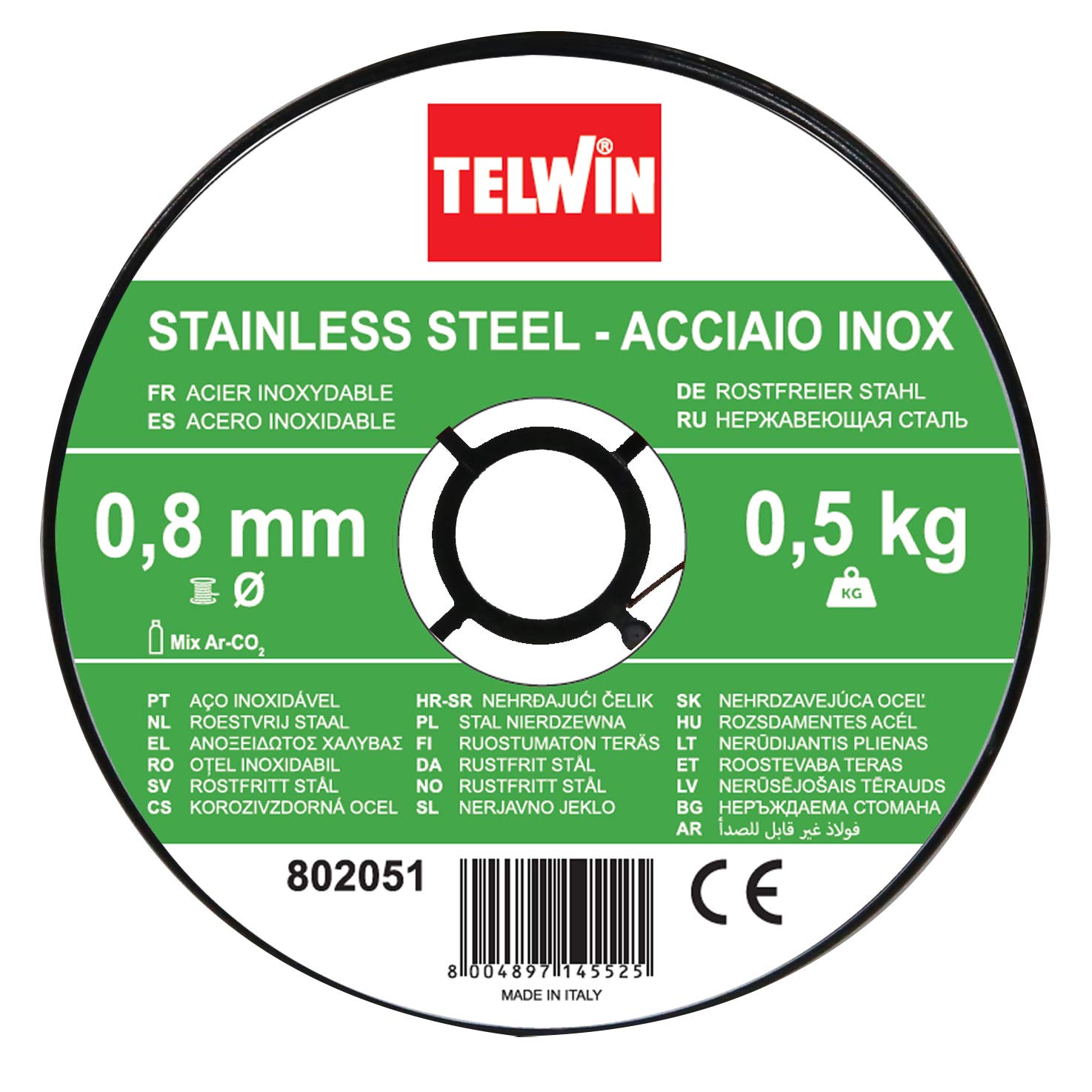 Telwin S.p.A. 802051 Stainless steel welding wire coil diameter 0,8 mm, 0,5 Kg, grey
