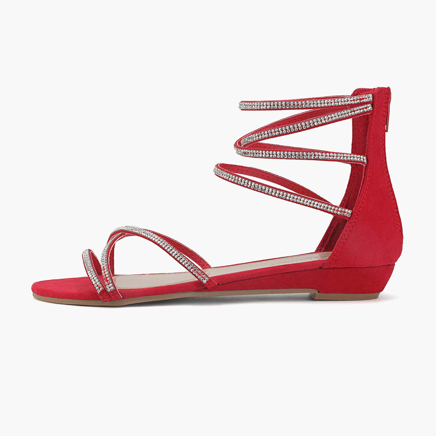 DREAM PAIRS Women's Ankle Strap Rhinestones Low Wedge Sandals - Image 3