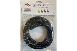 Outback Wrap - Snakelet Wrap Hydraulic Hose Management Protector and Tagging Wraps for Farming and Agriculture Equipment, Tractors, Harvesters, Planters, and Sprayers 12mm Diameter- 5 Foot (Black)