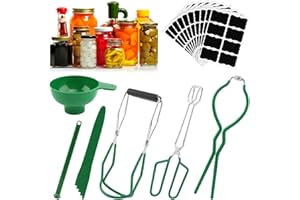 Canning Supplies Starter Kit of 7, Canning Tool Set Includs Canning Jar Lifter, Food Tong, Jar Wrench, Canning Funnel, Bubble
