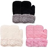 Sdfvsdg 3 Pairs Winter Mittens Glove for Kids Baby Warm Gloves Thick Knitted Fleece Lined Gloves Thermal Set for Boys Girls