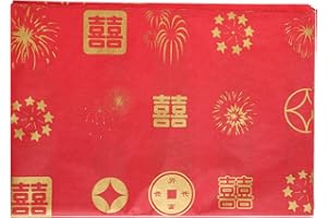 30PCS Chinese Tissue Paper, 19.69x13.78 Red Tissue Paper Chinese Styled New Year Sheets with Elements for Gift Wrapping Craft