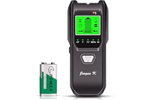 JURGEN K Stud Finder Wall Scanner, 5 in 1 Multifunction Stud Locator with Upgraded Smart Sensor, HD LCD Display and Audio Alarm for The Center & Edge of Metal, Studs, AC Wire, and Pipe Detection (Dull Black)