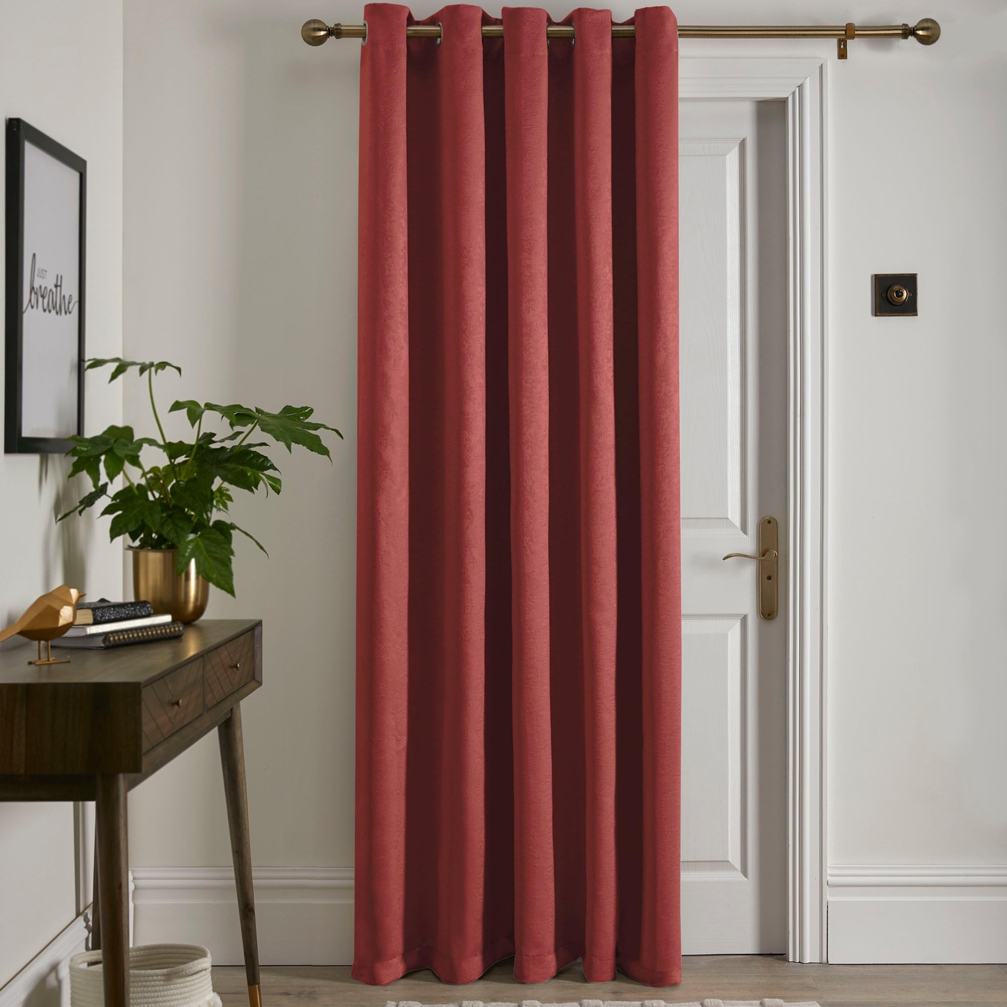 Fusion Terracotta Eyelet Curtain – W168 x L214cm (66x84) – 1 Panel – Thermal Door Curtain for Bedroom or Living Room – Strata Collection
