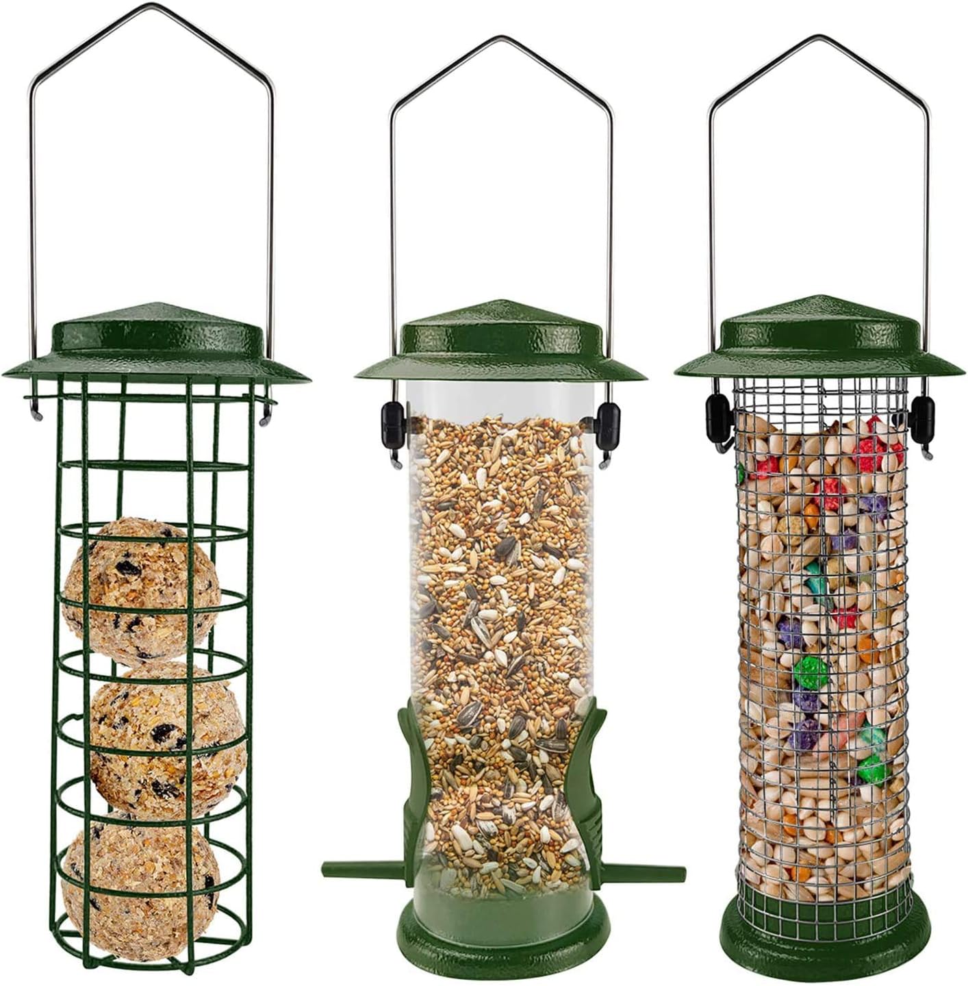 Urban Deco Metal Bird Feeders Hanging Station Fat Ball Bird Feeder Mesh Squirrel Feeder With Steel Hook Bird Seed Feeder